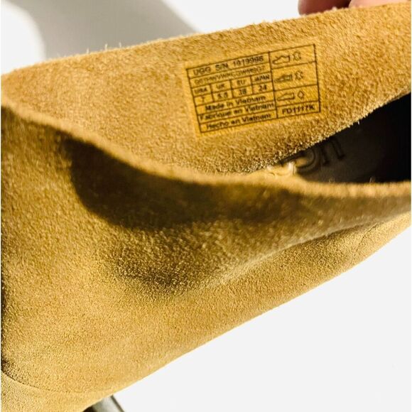 UGG leather shoes open peep toe boots Ginger brown booties Zip up women's 7 - Picture 11 of 11